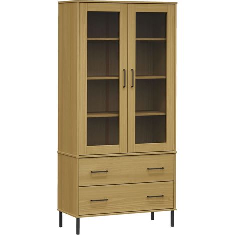 Étagère de Rangement Bibliothèque avec pieds, Montage facile, en métal Marron 85x35x172,5cm Bois OSLO OIB4212E (1/4)