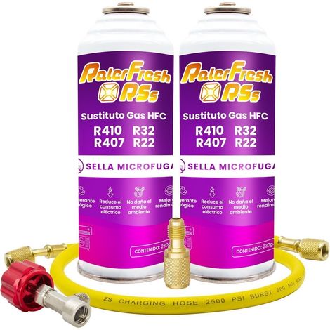 2 Botellas Gas Refrigerante Ralerfresh RSs para aire acondicionado split sustituto de gases R410,R32,R407 y R22 con manguera (1/5)