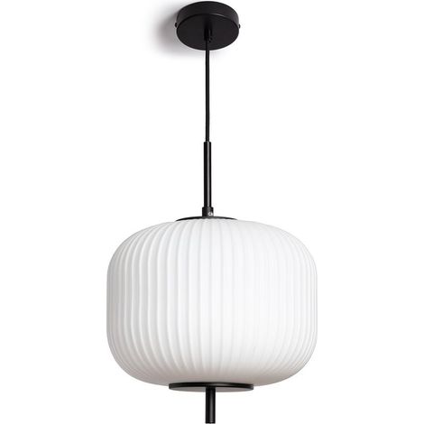 – Suspension métal et verre Beca noir – Hauteur 120cm – Culot E27 – Finition élégante pour décoration intérieure – Ampoule non incluse (1/5)