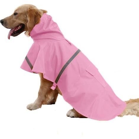 adjustable Waterproof Pet Dog Hooded Raincoat Reflective Dog Rain Coat Jacket Dog Rainwear Apparel Clothes For Small Medium Large Dogs (l, Pink) (1/5)