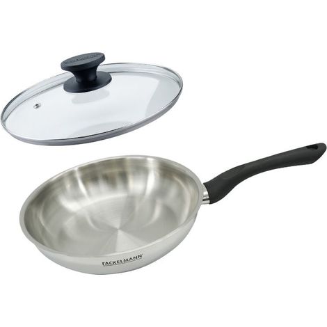 Set poêle 24 cm en inox et couvercle verre Fackelmann Geneva (1/5)
