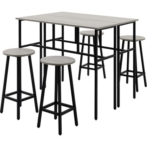 Ensemble bar 2 tables et tabourets COOKSTOWN gris et noir (1/5)