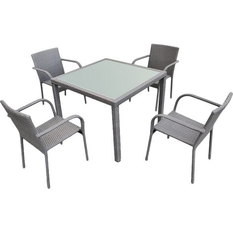 Set di 4 sedie e tavolo da giardino grigio Rio