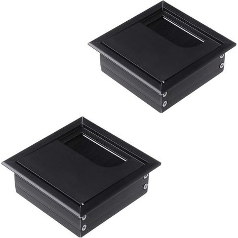 Pasacables, Aluminio, 2 piezas, 8 x 8 cm, Aluminio, Rectangular, Orificio para cable con junta de cepillo, Cubierta para cable, Junta de cepillo (1/5)
