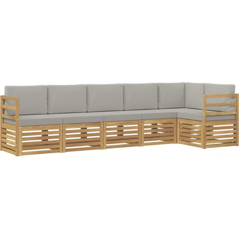 Outdoor Sofa Set 6 pcs White and Light Grey 306 x 128.5 x 73 cm vidaXL (1/5)