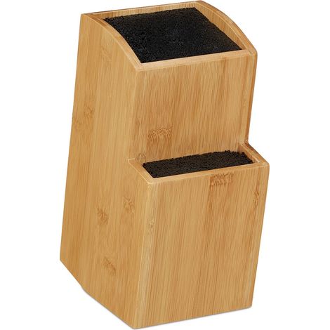 Ceppo portacoltelli a 2 livelli con inserti pratici conservazione sicura cucina stile naturale in bambù chiaro 130010425