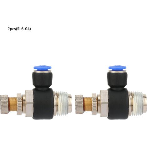 2pcs Tube Air Flow Speed Controller Pipe Pneumatic Fitting Regulator Valve SL6-04