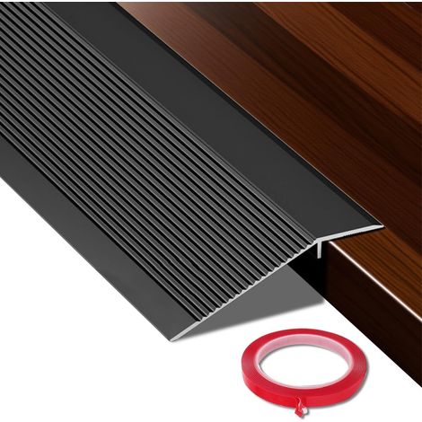 Profilé de transition, compensation de hauteur, bandes de transition en aluminium, autocollant, hauteur de pontage 10 à 35 mm, pour seuils, rampes, stratifiés de carrelage de 0,9 m de long (noir) (1/5)