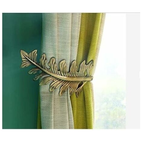 2 pièces de retenue de Rideau Rustique, Grands Crochets d'embrasse de Rideau de Conception de Feuille Vintage, retenue de Rideau décoratif rétro,Bronzo