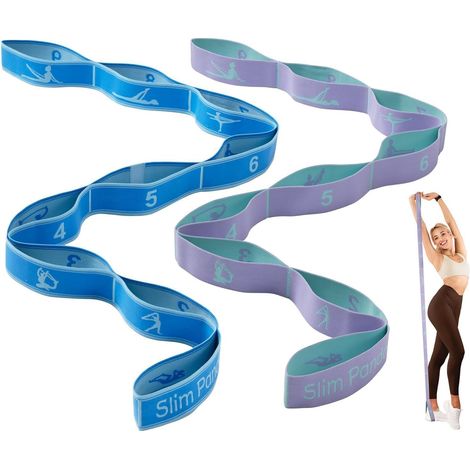 Sangle d'étirement de yoga avec 9 boucles - Bande d'étirement en coton polyester - 120 g - Idéale pour le yoga, la rééducation et l'entraînement de mobilité (1/5)