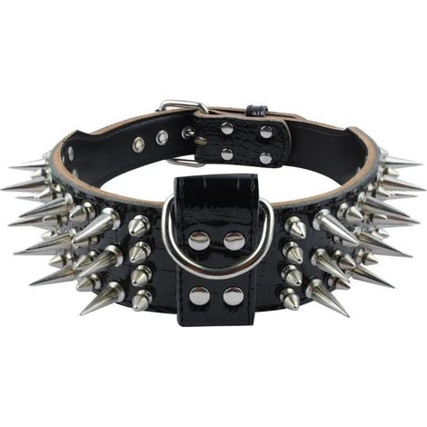 Collier pour chien en cuir clouté avec laisse, rivets en cuir PU pour chien Pit Bull - Collier pour chat en cuir durable avec clous à pointes pour races de petite, moyenne et grande taille