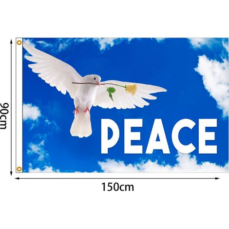 Friedensflagge, Gartenflagge, Friedenstaube, Große Flagge 90x150cm, Friedenstaubenflagge