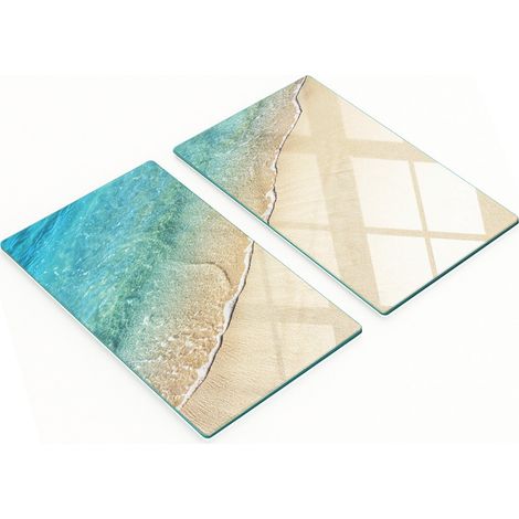 Planches de service en verre pour la cuisine, motif vagues, 2 x 30 x 52 cm (1/5)