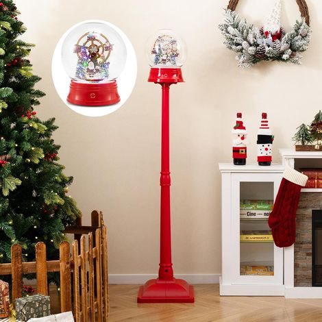 GOPLUS Lampadaire Noël 153 cm avec Lumières LED, Décoration Noel Exterieur Carrousel Rotatif avec 8 Chansons, Scène Festive, Lanterne Boule à Neige Noel, Interieur Exterieur (Grande Roue) (1/5)