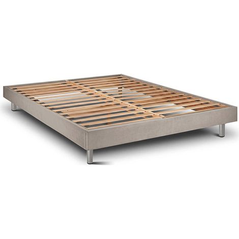 Cadre de Lit Milano Taupe Pieds Métal 135x200