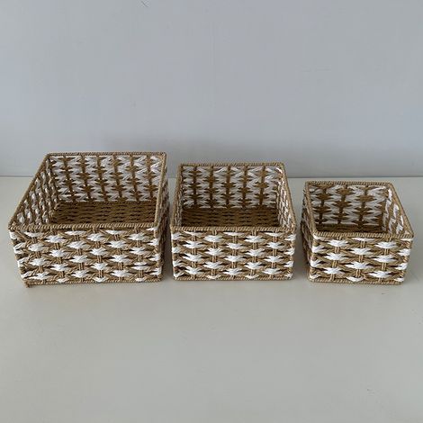 Lot de paniers de rangement tressés pour bureau et maison, boîtes multifonctions pour snacks, jouets, accessoires et petits objets, organisateurs décoratifs (1/5)