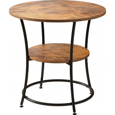Industrieller runder Couchtisch für das Wohnzimmer mit Ablagefläche, braun, Loft, 55 cm (1/4)
