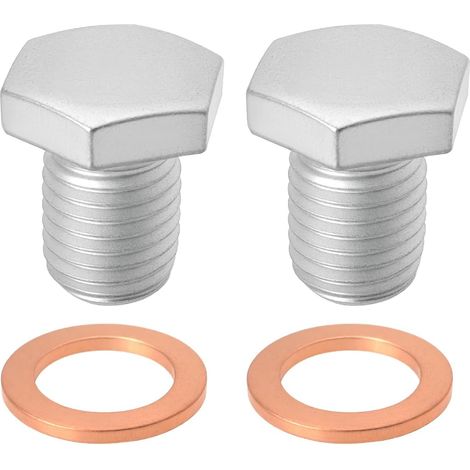 Set of 2 oil pan drain plugs with sealing washers - Replacement part 11137535106 - Compatible with BMW 1 2 3 4 5 6 Series (M12x1.5mm) (1/5)