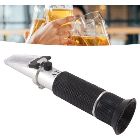 Tragbares Refraktometer mit automatischer Temperaturkompensation: Misst spezifisches Gewicht 1,000 bis 1,130 und Brix 0-32 für Bier, Wein und Früchte (Aluminium) (1/5)