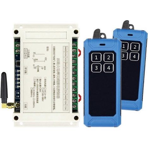 Télécommande sans fil 4 canaux AC100V-400V 30A pour portes de garage, émetteur, relais pour éclairage LED + 2 récepteurs 433 MHz (1/5)
