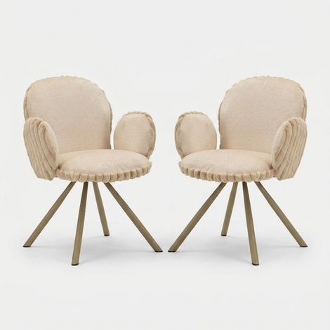 Set 2 sedie imbottite con braccioli per soggiorno Stoccolma B - Beige (1/5)