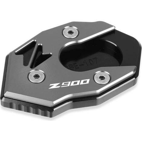 (Logo Z900 gris) Compatible avec les motos KAWASAKI Z900 (2017-2021) : plaque de béquille latérale CNC, extension de support et support pour la béquille (Z900 Maxpower). (1/4)