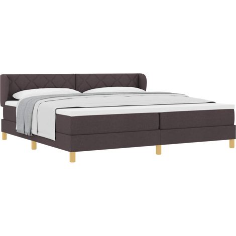 Maison Exclusive - Lit à ressorts avec matelas Marron foncé 200 x 200 cm tissu (1/5)