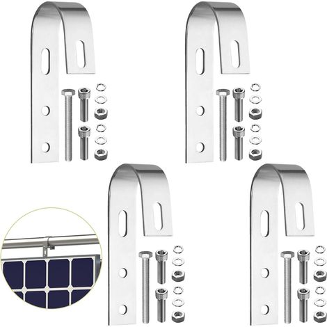 Lot de 4 crochets de fixation panneau solaire en acier inoxydable, adapté balustrade et balcon, installation simple et résistante aux intempéries. (1/5)