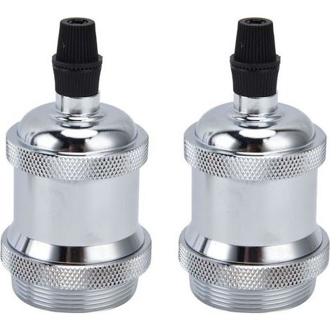 Douille de lampe rétro en aluminium argenté, lot de 2, support DIY pour ampoules E26/E27 vintage. (1/5)