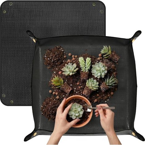 2 Pièces Tapis de Rempotage pour Plantes,Tapis de Jardinage Imperméable,Tapis de Plantation pour Intérieur Semis Repiquage Succulentes (Noir) (1/5)