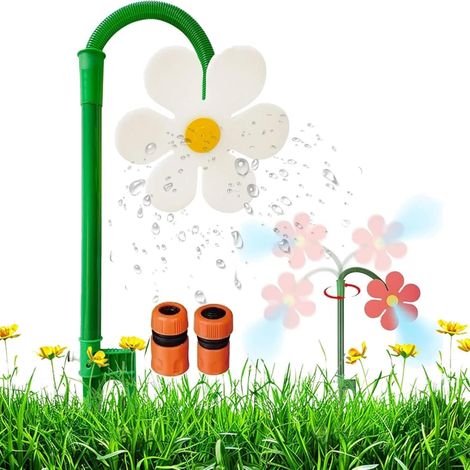 Aspersor Crazy Daisy: aspersor giratorio de 360° con forma de flor para césped y jardín. Herramienta de riego divertida para regar el jardín. Seguro. (1/5)