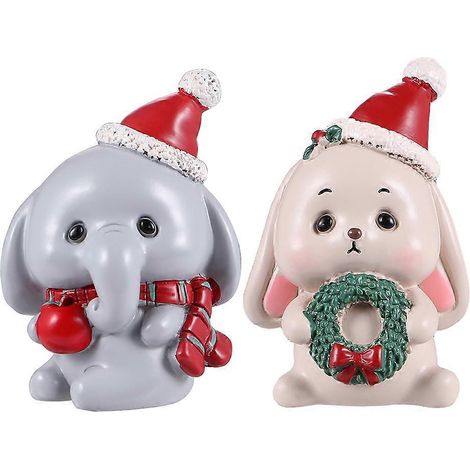 Lot de 2 mini décorations de Noël en résine, miniatures pour paysages.-5x3.5cm (1/3)