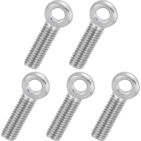 5 Pcs Boulon à Œil M10x45mm Boulon à Œillet de Levage pour Balancement d'Épaule, Vis Filetage Complet en Acier Inoxydable 304, Filetage Métrique Trou Coulissant, Couleur Argentée (1/5)