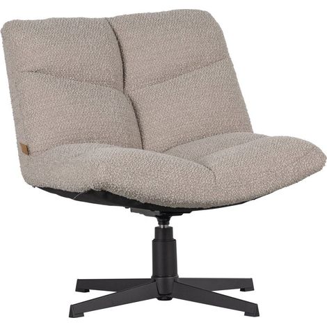 Fauteuil pivotant en tissu bouclé beige ALFRED