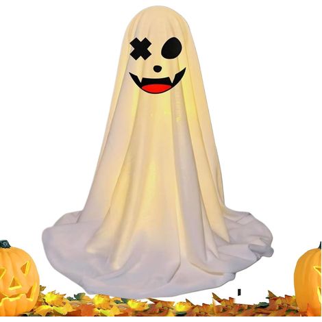 Fantôme Lumineux Fantôme Lumineux pour Intérieur avec Guirlande Ornement Mignon de Table pour Halloween pour Porche, Cheminée, Jardin, Manteau, Porte, Fête, Mur, Bibliothèque, Fenêtre, (1/5)