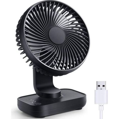 Wiederaufladbarer USB-Ventilator, 4000-mAh-Akku, kleiner, leistungsstarker Tischventilator, 4 Geschwindigkeitsstufen, Mini-tragbar, abnehmbar – für Zuhause, Schlafzimmer, Büro, Outdoor (1/5)