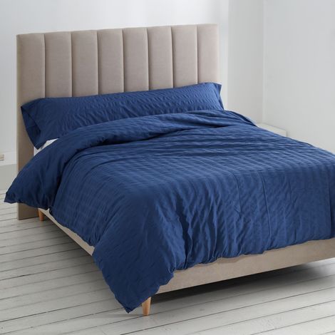 Dúo de funda nórdica Amán - Color azulón - Cama de 105 cm. - Estilo seersucker (1/4)