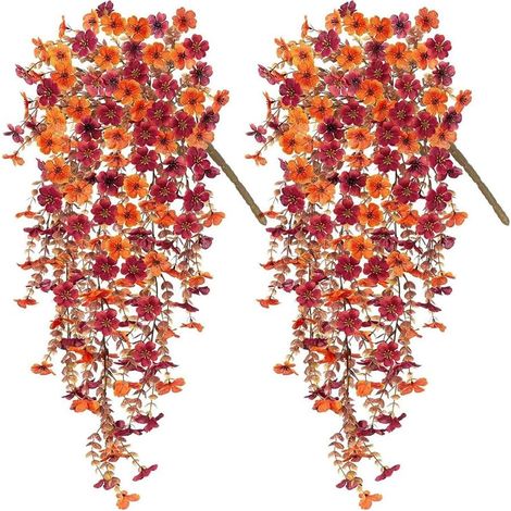 Lot de 2 Fleurs Artificielles Suspendues, Fleurs en Soie (1/5)