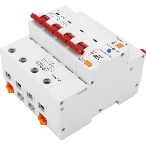 Disjoncteur WiFi avec protection contre les fuites de courant, télécommande, montage sur rail DIN, 400 V CA, 63 A, 4 pôles (1/5)