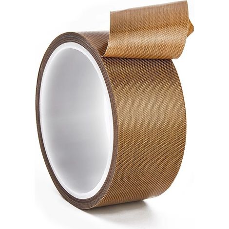 Cinta de tejido de fibra de vidrio recubierta de teflón, 0,13 mm  150 mm  10 m, resistente a altas temperaturas, color marrón. (1/5)