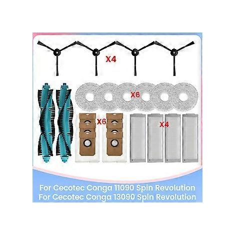 Pièces détachées pour aspirateurs Cecotec Conga 11090 / Conga 13090 Spin Revolution : brosse principale, filtre HEPA, serpillière. (1/5)