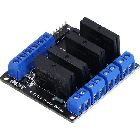Module de relais à semi-conducteurs, déclencheur de haut niveau à 4 canaux, commande SSR DC AC avec fusible 3-24V HY-M283 (1/5)