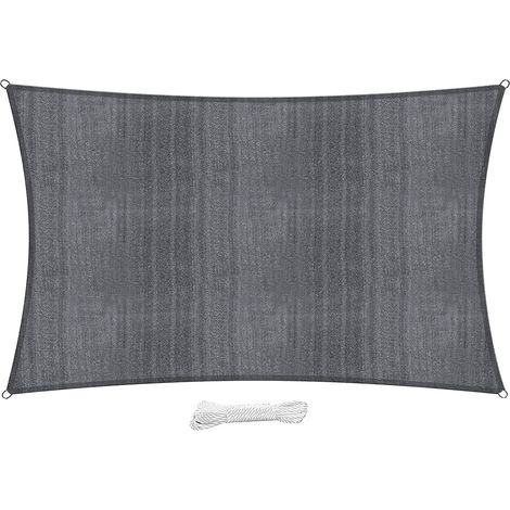 Vela de sombra rectangular, Vela de sombra Rectangular Vela de sombra HDPE 3x4M Resistente a los rayos UV Vela de sombra transpirable Rayos UV para jardín Patio Camping - Gris oscuro (1/4)