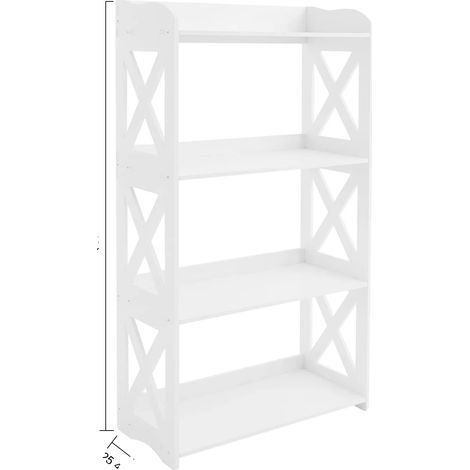 Étagère, Étagère Ouverte à 4 Niveaux, Design Solide et Spacieux, BLANC (1/2)