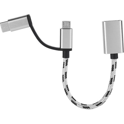 2 adaptateurs de câblage de transfert OTG 2 en 1 de type C, connecteur de transfert électronique USB 3.0 (gris) (1/5)