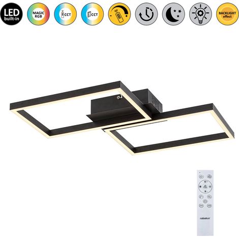 Plafonnier LED 40W RGB télécommande noir mat Rabalux (1/5)