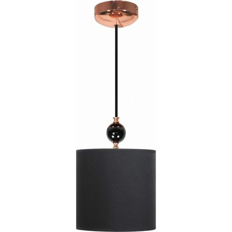 Suspension Candellux Melba Ø30 tissu noir cuivre E27 (1/2)
