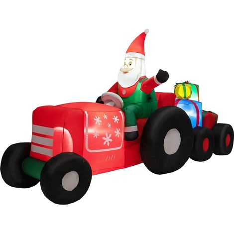 COSTWAY Inflatable Christmas Santa Claus,270 x 95 x 150cm,Self Inflating Xmas Decoration with LED Lights and Blower, Blow up Christmas Decor (1/5)