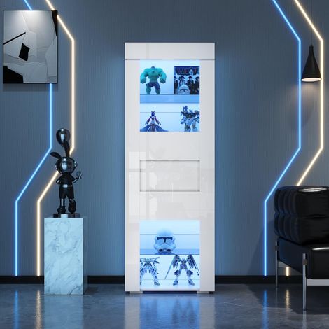Buffet Salon Hauts 60 40 170cm,Vitrine Brillante,Meuble de Rangement,Meuble Cuisine avec éclairage LED Réglable,2 étagères en Verre Réglable,pour Salon (1/5)