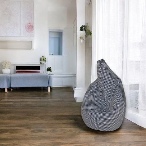 Dmora Pouf avec motif "Pied de poule", noir et blanc, Dimensions 80 x 120 x 80 cm, avec emballage renforcé